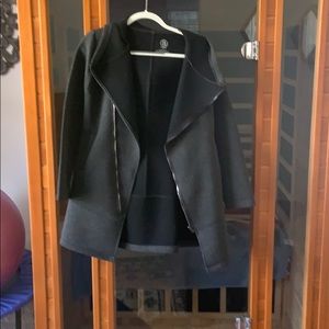 Black Women’s Coat with Draped Collar - Unbranded